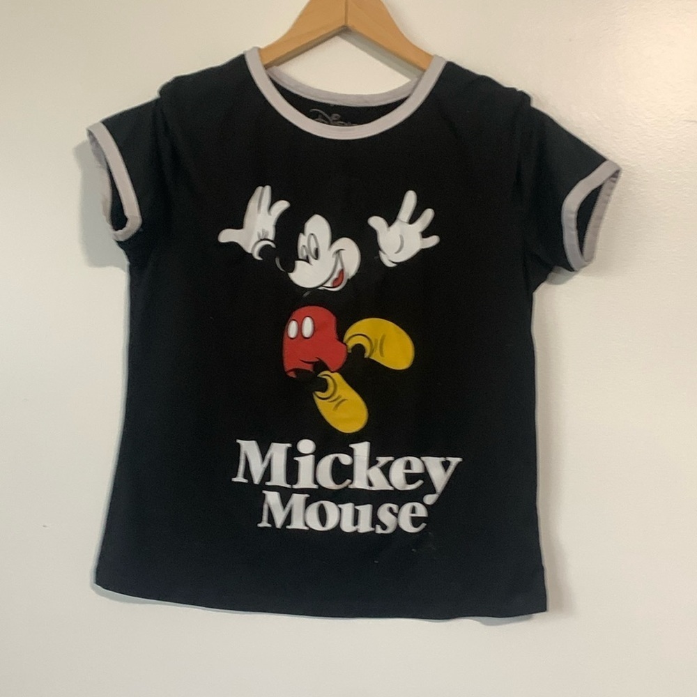Disney Mickey Mouse Girls Size Large Black Short Sleeve Shirt